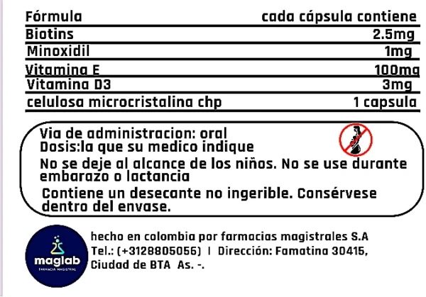 Minoxidil 1mg Biotina D3  30cap - Image 2